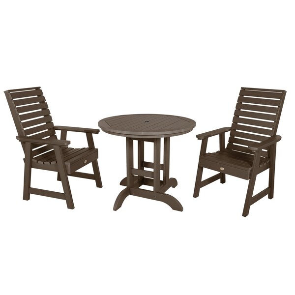 Highwood Usa Weatherly 3pc Round Outdoor Patio Furniture Dining Set AD-DNW36-ACE - main